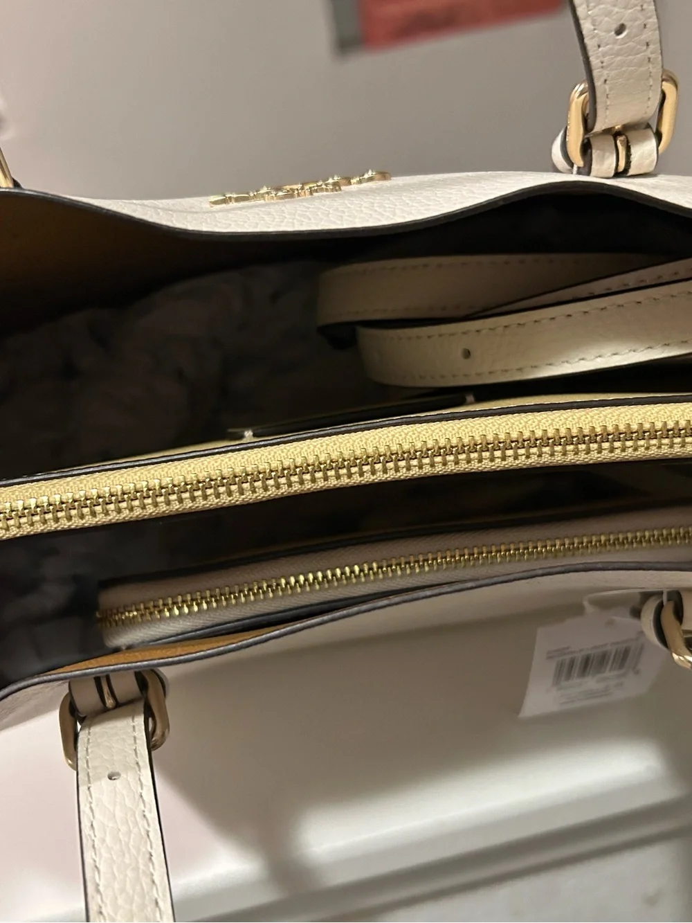 Coach mollie tote bag 25 chalk light saddle